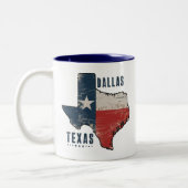 Tasse 2 Couleurs Dallas Texas State Map Indicateur (Gauche)