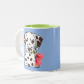 Tasse 2 Couleurs Dalmatien avec tulipes (Devant gauche)