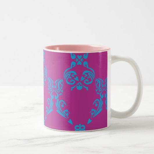 Tasse 2 Couleurs Damassé Aqua-Pourpre (Droit)