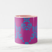 Tasse 2 Couleurs Damassé Aqua-Pourpre (Centre)