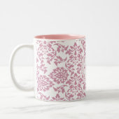 Tasse 2 Couleurs damassé rose mignonne, monogramme initial nommé (Gauche)