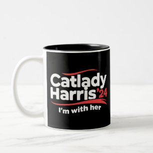 Tasse 2 Couleurs Dame aux chats Kamala Harris 2024 Je suis avec ell