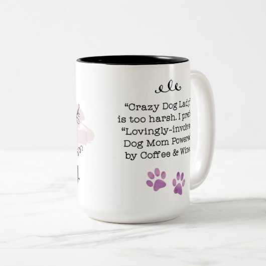 Tasse 2 Couleurs Dame de chien fou (violet) (Devant droit)