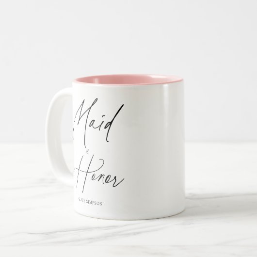 Tasse 2 Couleurs Dame d'Honneur Chic Script (Devant gauche)