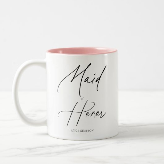 Tasse 2 Couleurs Dame d'Honneur Chic Script (Gauche)