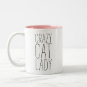 Tasse 2 Couleurs Dame du Crazy Cat | Personnalisé Ajouter votre pho (Gauche)