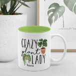 Tasse 2 Couleurs Dame Plante folle | Amoureux des Plantes personnal<br><div class="desc">Offrez votre plante préféré avec cette petite tasse mignonne et drôle avec deux illustrations plantes en pots et l'expression "dame plante folle". Personnalisez avec un nom en-dessous.</div>