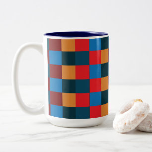 Tasse 2 Couleurs Damier à carreaux de couleur moderne