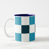 Tasse 2 Couleurs Damier bleu sarcelle (Gauche)