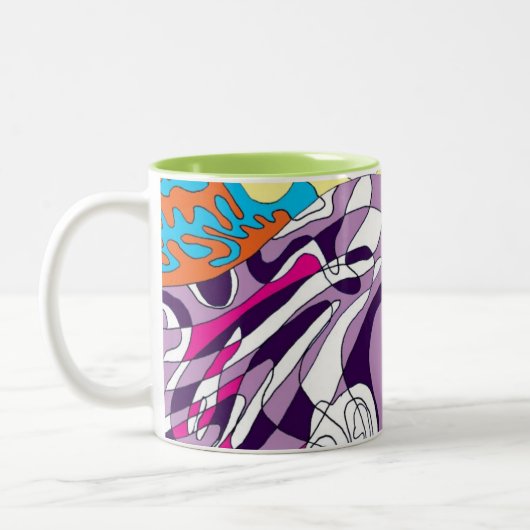 Tasse 2 Couleurs "Dancing Sky Reaching Hill" Art Abstrait (Gauche)