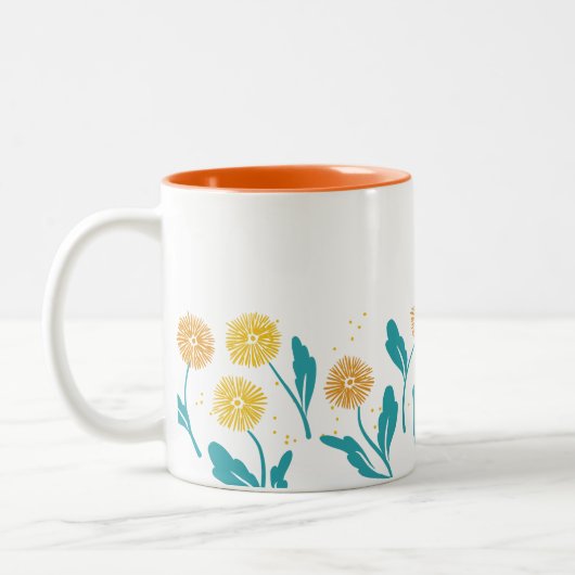 Tasse 2 Couleurs Dandelion de printemps Fleurs et design Feuille (Gauche)