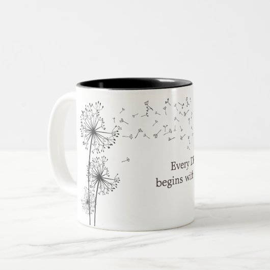Tasse 2 Couleurs Dandelion graphique inspirant des devis (Devant gauche)
