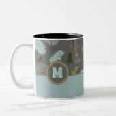 Tasse 2 Couleurs Dandelion monogramme Gris Fleurs bleues (Gauche)