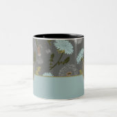Tasse 2 Couleurs Dandelion monogramme Gris Fleurs bleues (Centre)