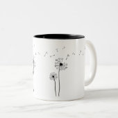 Tasse 2 Couleurs Dandelion noir et blanc soufflant dans le vent (Devant droit)