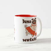 Tasse 2 Couleurs Danse comme personne ne regarde poule Carlin chien (Devant droit)