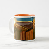 Tasse 2 Couleurs Danse des cactus art Abstrait (Devant gauche)