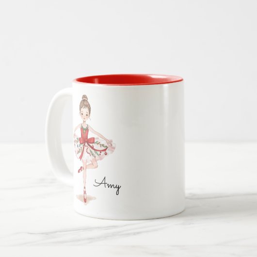 Tasse 2 Couleurs Danse Fille de Ballet de Noël (Devant gauche)