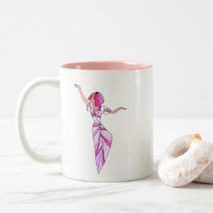 Tasse 2 Couleurs Danseur rose funky fille avec cheveux roses