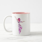 Tasse 2 Couleurs Danseur rose funky fille avec cheveux roses (Gauche)