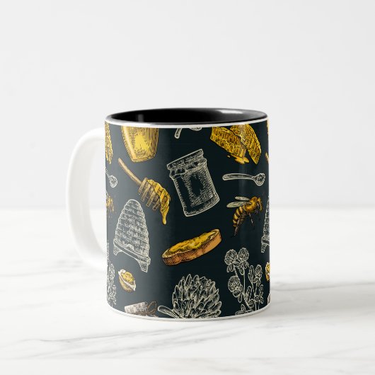 Tasse 2 Couleurs Dark Honey Bee Bee Beehive (Devant gauche)