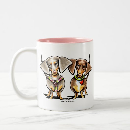 Tasse 2 Couleurs Dashing Dachshunds Appelés (Gauche)