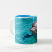 Tasse 2 Couleurs Dauphin en photo de l'eau bleue (Devant gauche)