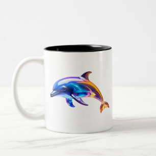 Tasse 2 Couleurs Dauphin en Verre Lumineux Art