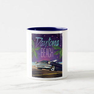 Tasse 2 Couleurs Daytona Beach Vintage Voiture poster de voyage