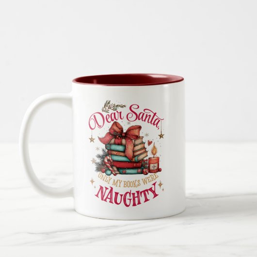Tasse 2 Couleurs Dear Santa, Only My Books Were Naughty (Gauche)