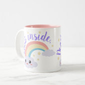 Tasse 2 Couleurs Décédé à l'intérieur de Rainbow Kawaii (Devant gauche)