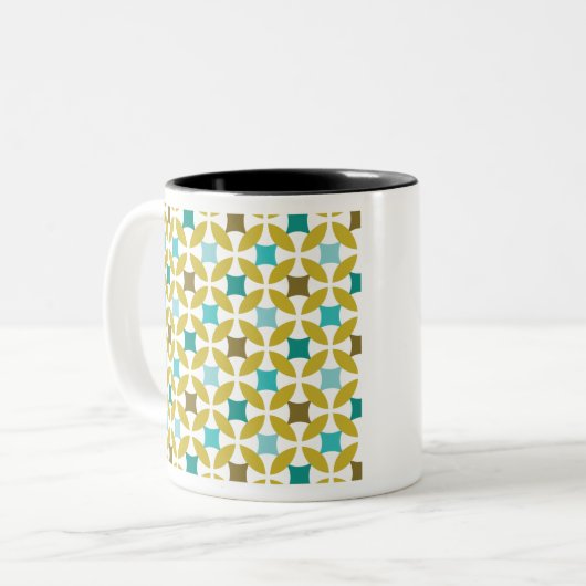 Tasse 2 Couleurs Deco Print Pattern Gold Teal Geometric (Devant gauche)