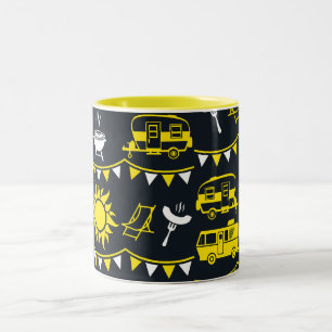 Tasse 2 Couleurs Décor camping Caravan