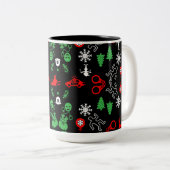 Tasse 2 Couleurs Décor de Noël de la police (Devant droit)