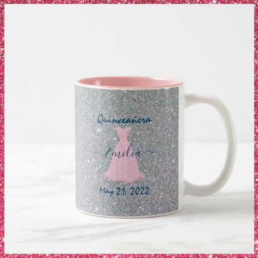 Tasse 2 Couleurs Décor de Quinceanera scintillant