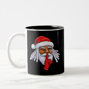 Tasse 2 Couleurs Décoration de fête de Noël du Père Noël afro-améri