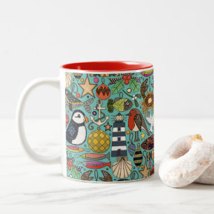 Tasse 2 Couleurs décorations de Noël côtières carbis bleu