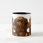 Tasse 2 Couleurs Découpage de trois singes en bois (Centre)