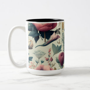Tasse 2 Couleurs Découvrez un motif botanique floral printanier épo
