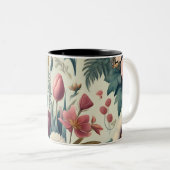 Tasse 2 Couleurs Découvrez un motif botanique floral printanier épo (Devant droit)