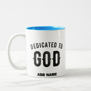 TASSE 2 COULEURS DÉDIÉ À DIEU COOL PERSONNALISABLE NOIR TEXTE