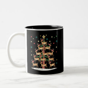 Tasse 2 Couleurs Deer Christmas Tree Drôle Vacances Cute Reindeer