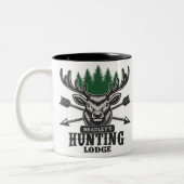 Tasse 2 Couleurs Deer Elk Hunter AJOUTER NOM Bow Hunter Lodge Cabin (Gauche)