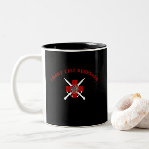 Tasse 2 Couleurs Défenseur de première ligne avec nom personnalisé