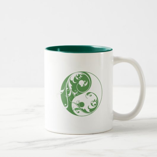 Tasse 2 Couleurs Défilement Yin & Yang (vert) (Droit)