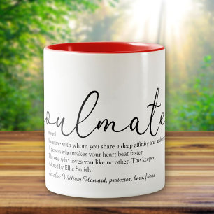 Tasse 2 Couleurs Définition d'âme sœur Script Amour Cœur
