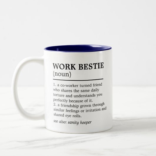 Tasse 2 Couleurs Définition De Bestie De Travail Avec Nom De Cotrav (Gauche)