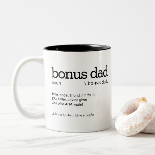 Tasse 2 Couleurs Définition de Bonus Papa (Avec donut)
