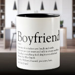 Tasse 2 Couleurs Définition de copain personnalisé<br><div class="desc">Personnalisez votre petit ami pour créer un cadeau unique de Saint-Valentin,  de Noël ou d'anniversaire. Une façon parfaite de lui montrer à quel point il est extraordinaire chaque jour. Conçu par Thisisnotme©</div>