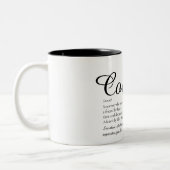 Tasse 2 Couleurs Définition de cousin cool en script noir et blanc (Gauche)